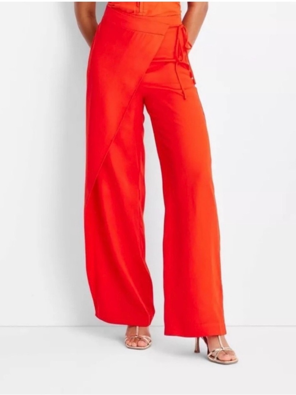 Future Collective with Jenee Naylor Women's Mid Rise Wide Leg Full Sarong Pants